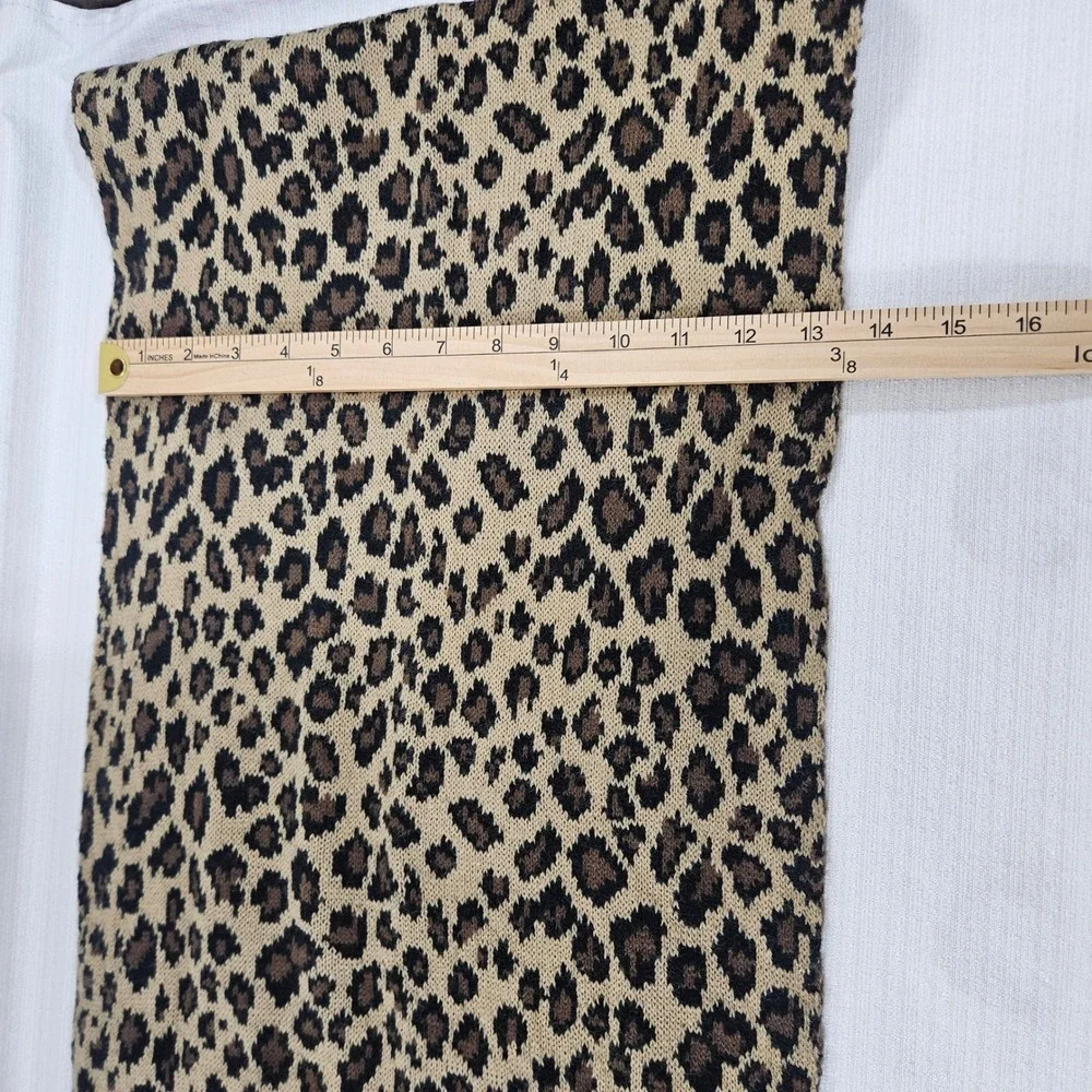 CC Beanie Red Ribbed and Leopard Print Knit Infinity Scarf Women chunky mob wife